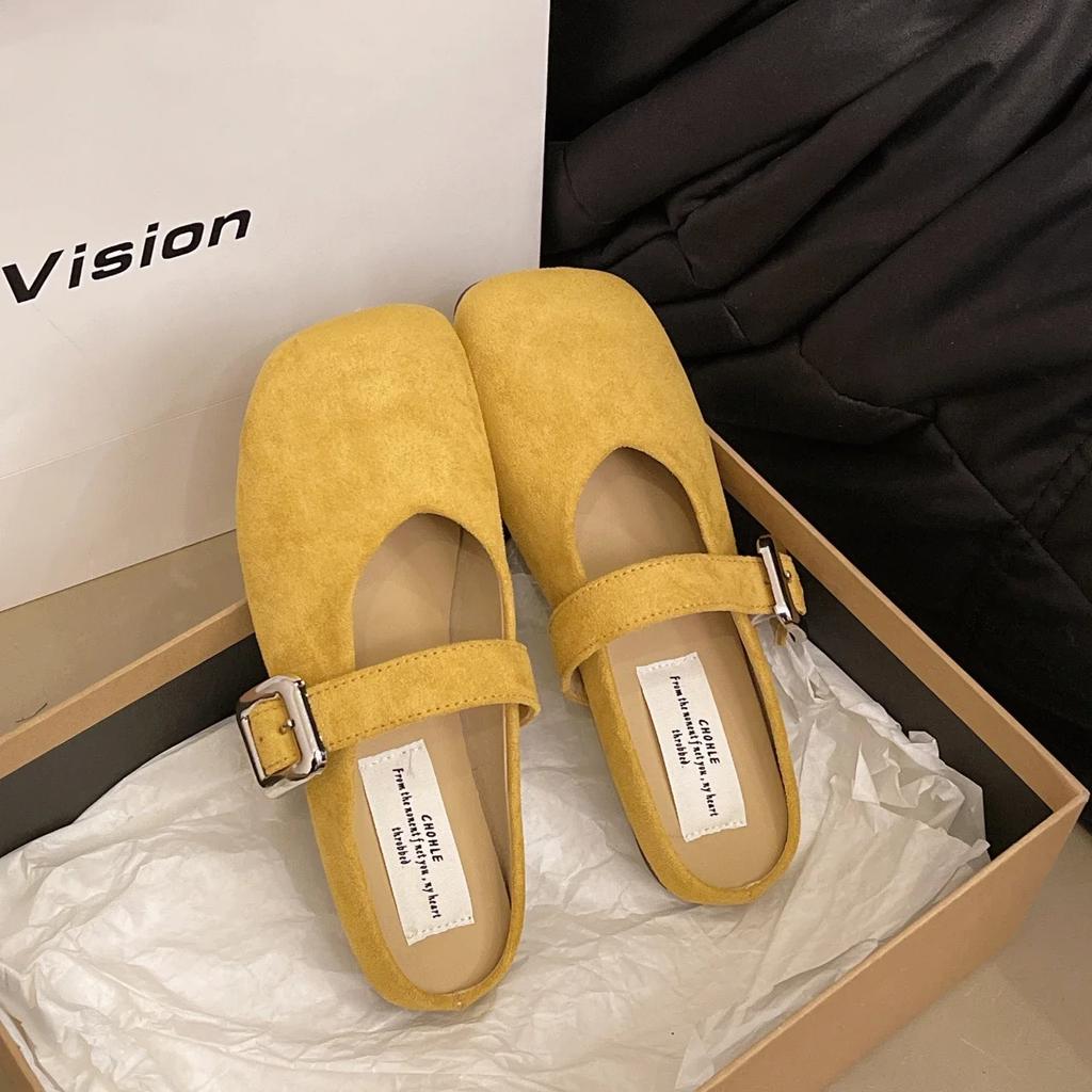 Fashion Famous Brand Spring Retro Single Shoes Comfortable Rubber Bottom Ladies Sandals Wider Toe Box Ballerina Slippers Style