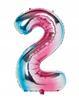 Rainbow Foil Balloon, Colorful, Two, 100 , Number 2