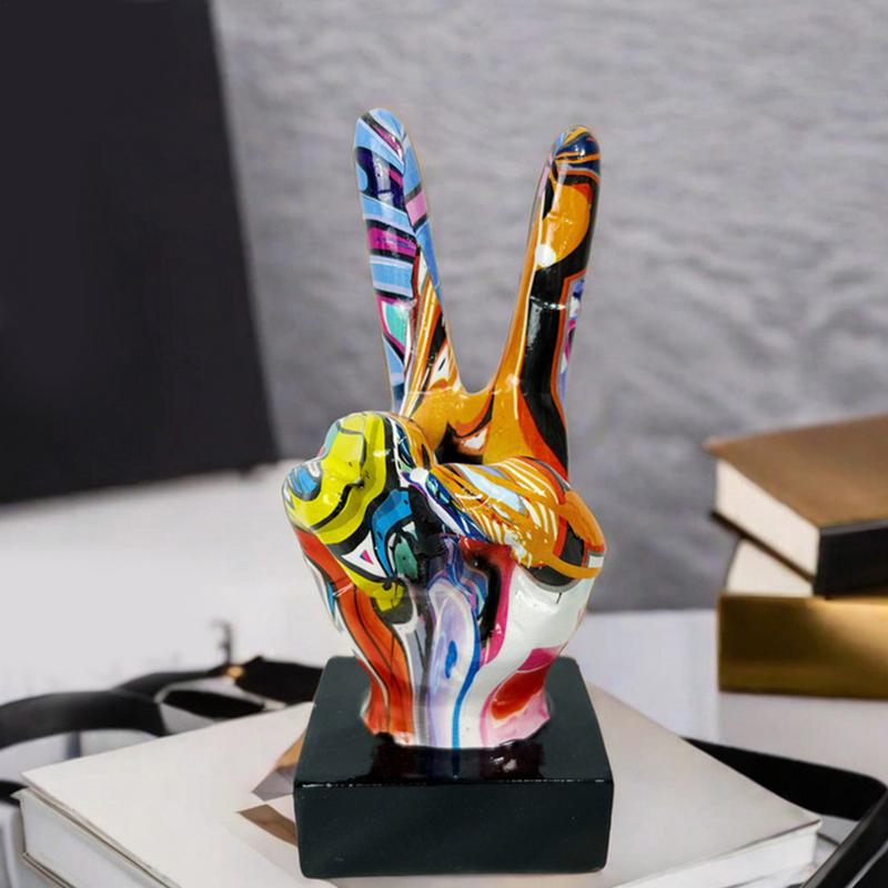 Graffiti Hand Gesture Ornament Art And Crafts Resin Gesture Statue Desktop Ring A Living Room Home Decoration