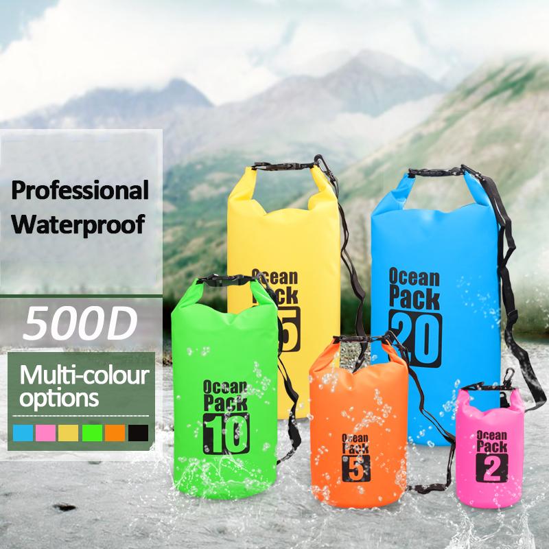 500D Waterproof Swimming Bag Dry Sack 2/5/10/15/20/30L Waterproof Floating Dry Gear Bags For Boating Fishing Rafting Swimming