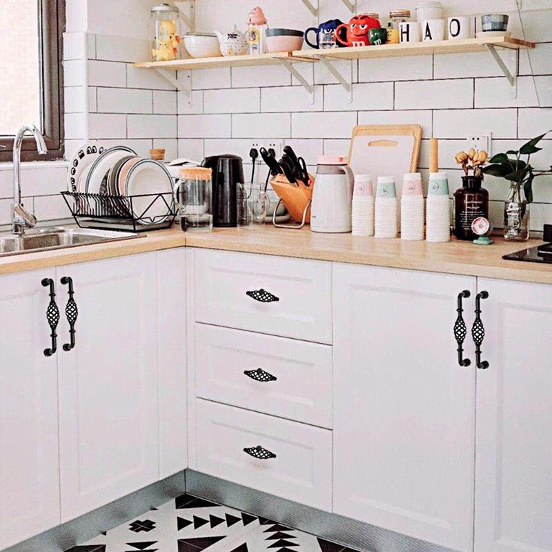 1 шт. прочные ручки для кухонного шкафа в форме птичьей клетки, винтажные ручки для ящиков, черная ручка для мебели, полая ручка, простая установка