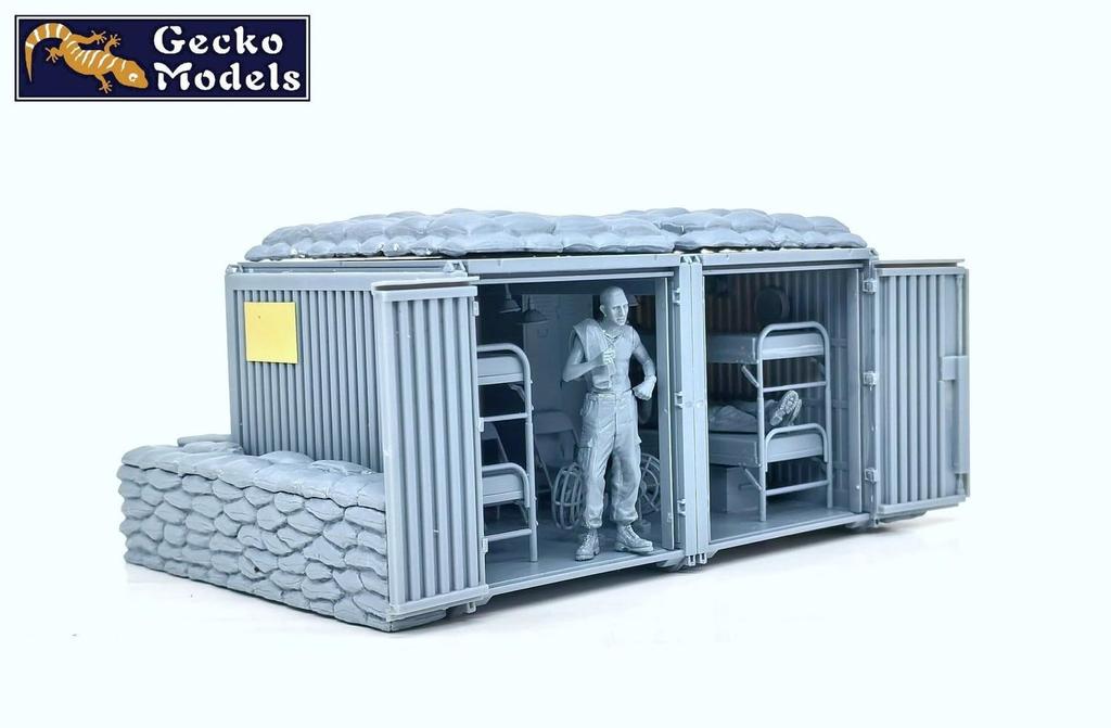 Gecko Model Scale US Military Base Container Barracks Vietnam Plastic Model Kit GEC35GM0116 1/35 (Scenery)