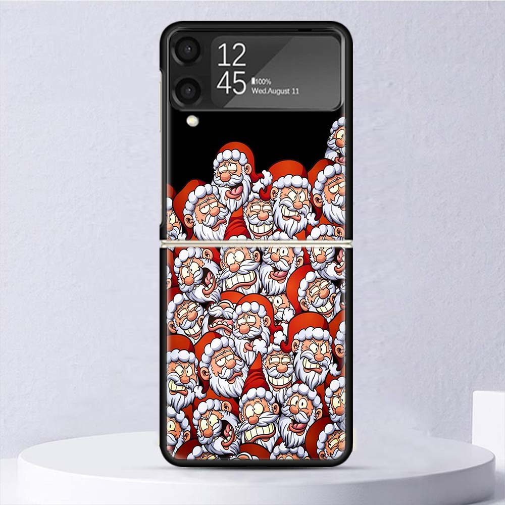 Christmas Santa Claus Present Shockproof Case For Samsung Galaxy Z Flip 7 6 5 4 3 5G Phone Cover Z Flip3 Flip4 Flip5 Flip6 Flip7