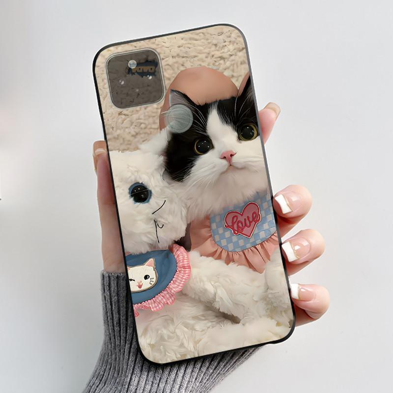 Чехол для Google Pixel 4A 5G Чехол Эстетичный Модный Милый Мультяшный Кот Астронавт Черный Мягкий ТПУ Силикон Ударопрочный Задняя Крышка