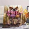 1Pc DogsandFlowers Print Flannel Blanket, High quality Comfortable for All Seasons, Home Decor, Warmth and Comfort, Perfect for Christmas Gifts