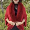 New Fashionable Fur Collar Thickened Warm Shawl Large Size Loose Knitted Cardigan Jacket Female