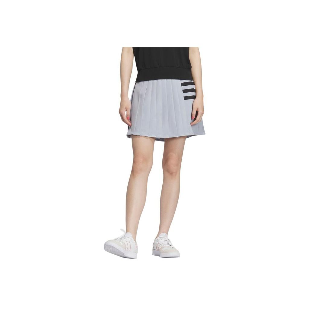 Adidas Neo X Strawberry Bear Collaboration SS23 Three-Stripe Fashion Pleated Mini Skirt Light Silver Women Bottoms IP3894