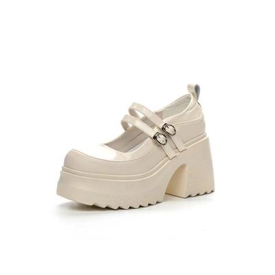 Модные женские туфли Мэри Джейн 10 см на массивном каблуке, на толстой платформе и с милым бантом