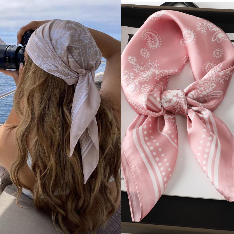 Fashion Print Silk Hairbands Scarf Women Spring New Elagant Floral Bandana Neck Kerchief Head Bands Foulard Female Scarfs