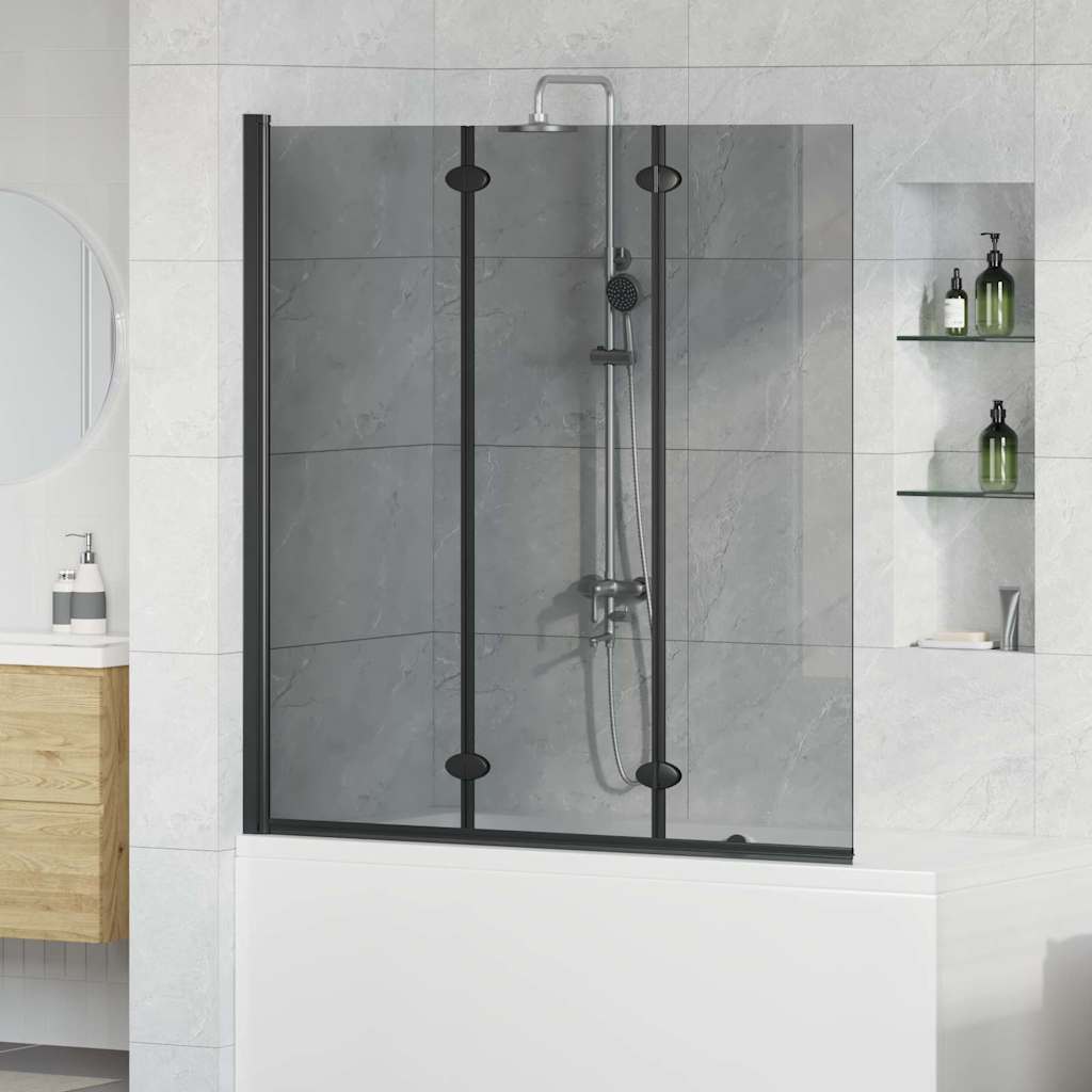 Black Shower Screen 130 x 138 cm Tempered Glass