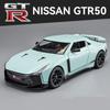 1/24 Niaasn GTR 50 Модель спортивного автомобиля из сплава Литые металлические модели Гоночный автомобиль Модель Звуковая и световая симуляция Коллекция Детская игрушка Подарок