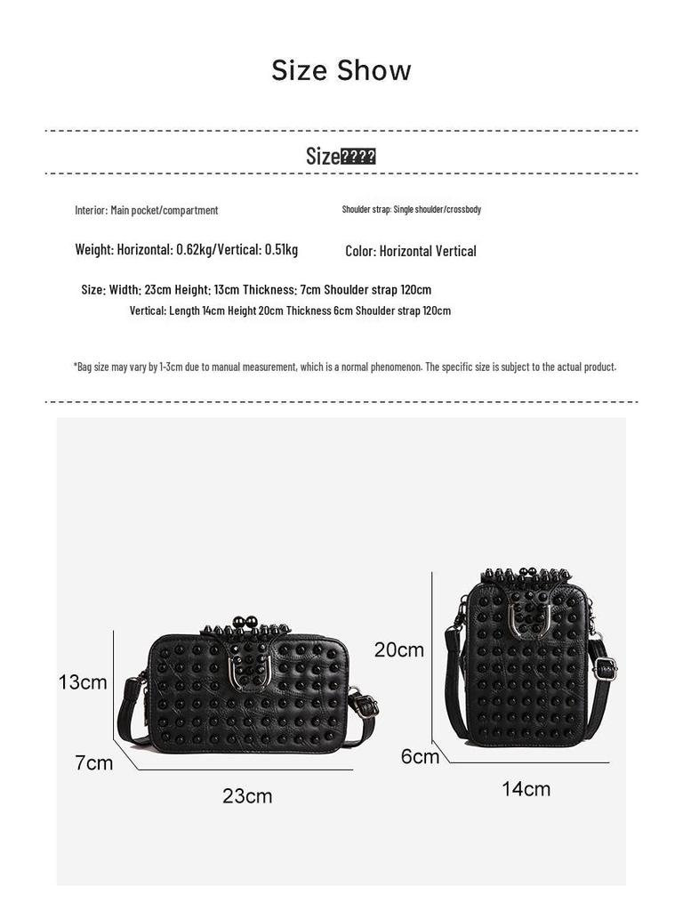 Текстурированная черная сумка на плечо и через плечо в готическом стиле с заклепками для женщин