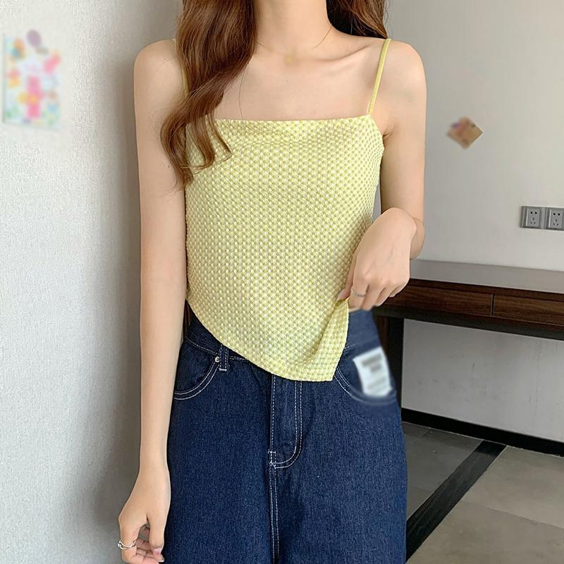 Женские винтажные нерегулярные камзолы, облегающие дышащие мягкие укороченные топы без рукавов, летние топы на бретелях