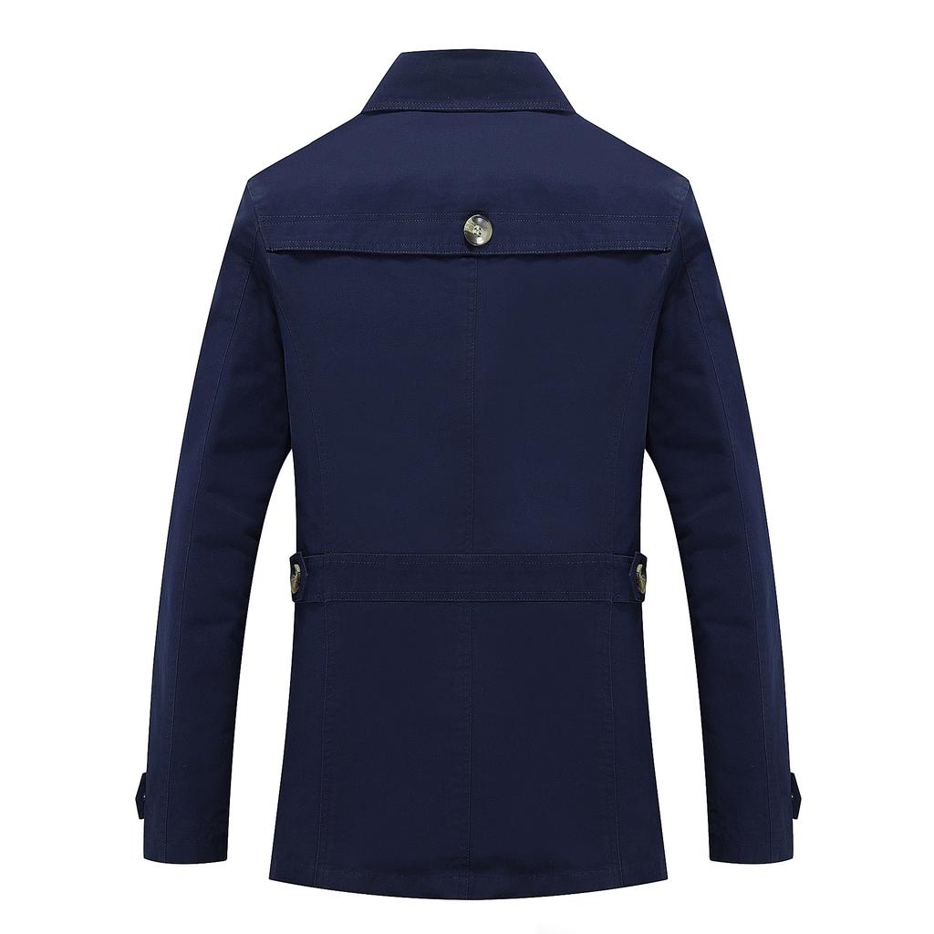 Trench Coat Men's Large Size Men's Pure Cotton Washed Sports Trench Coat Men's Medium and Long Coat Trench Coat Men's