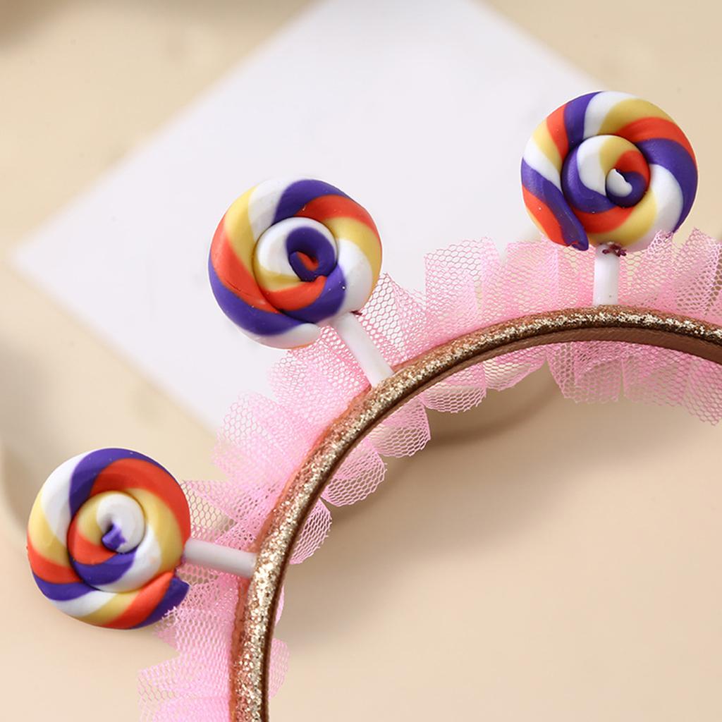 Handmade Lollipop Headband Candy Girls Cosplay Accessories Ruffle Candy Headdress Masquerade Halloween Cosplay Party