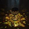 Decorative Garden Lights Solar Powered Waterproof Metal Floral Outdoor Lanterns Pattern Warm Glow Ambient Light