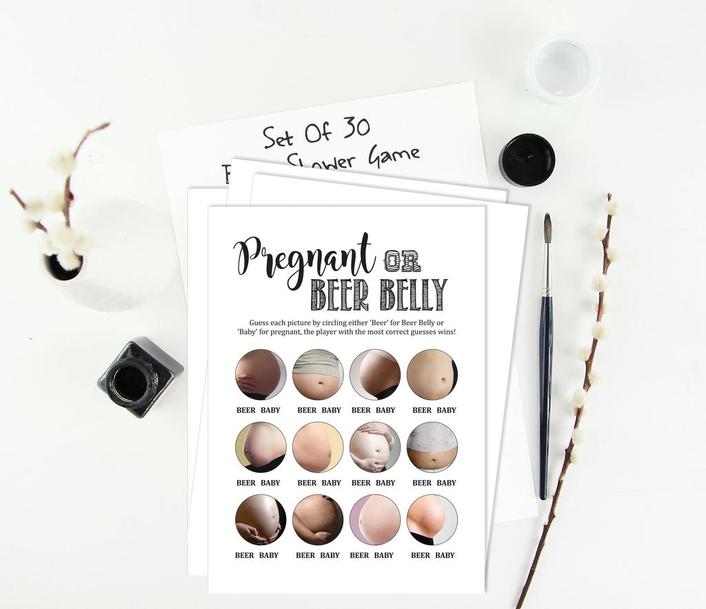 Inkdotpot Игра «Беременный или пивной живот» «Детский душ» Игровые карты Товары для вечеринок Карточки с заданиями «Детский душ» Гендерно-нейтральные игры «Это мальчик или»