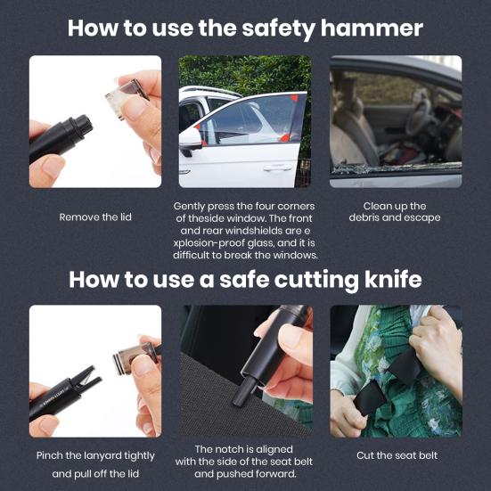 Car Window Glass Breaker with Seat Belt Cutter Tool Lightweight Portable Multi-Function Safety