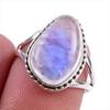 Natural Rainbow Moonstone Gemstone 925 Solid Sterling Silver Ring Size 7 S2P95
