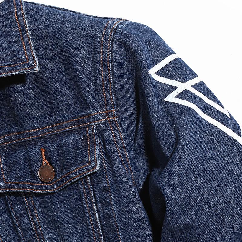 Модная мужская куртка больших размеров на осень и зиму с принтом свободного покроя с эластичной джинсовой курткой с принтом