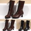 Vintage Boots Short Boots Thick High Heel Middle Boots Women's Boots
