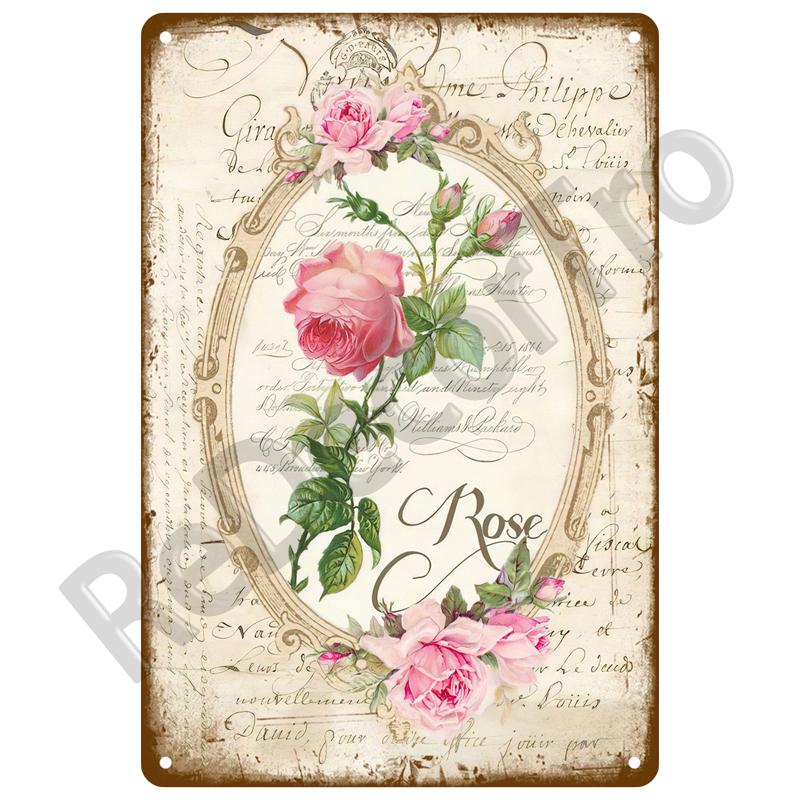 Vintage Metal Plaque Plates Decor Garden Flower Rules Metal Sign For Pub Bar Home Wall Decor Art Tin Signs Flower Poster Gift