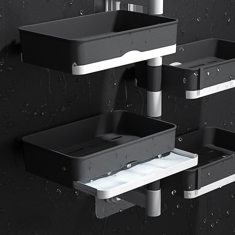 Rotary Soap Box Perforation Free Wall Mounted Drain Storage Rack Multifunction Dry Wet Separation Bathroom Organizer For Home