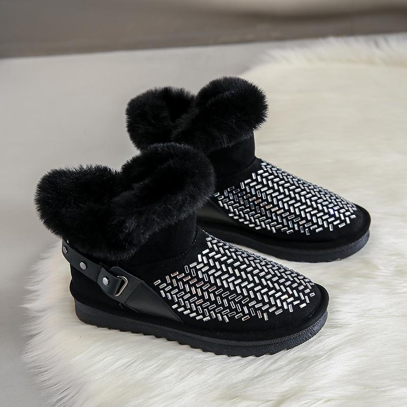 Женские ботинки, новые зимние плюшевые высокие зимние ботинки для женщин, теплые повседневные лаконичные удобные элегантные хлопковые женские ботильоны