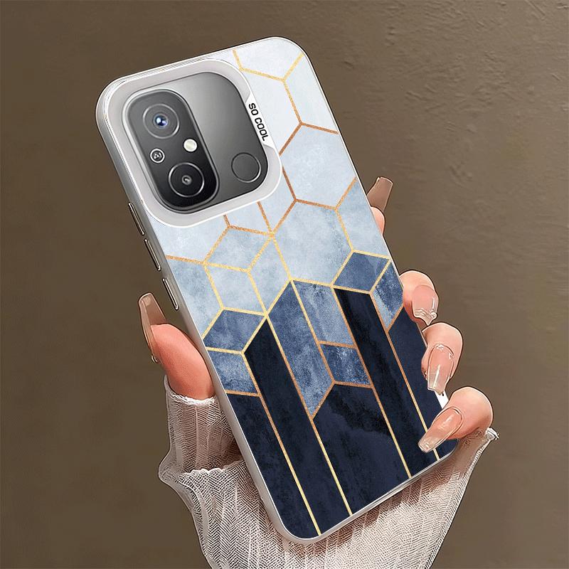 Ударопрочный чехол для телефона с геометрическим мраморным узором для Xiaomi Poco X7 X6 X5 X3 Pro F7 Ultra M8 Redmi 15C 15 14C 13C 12C 10C 13 12 10