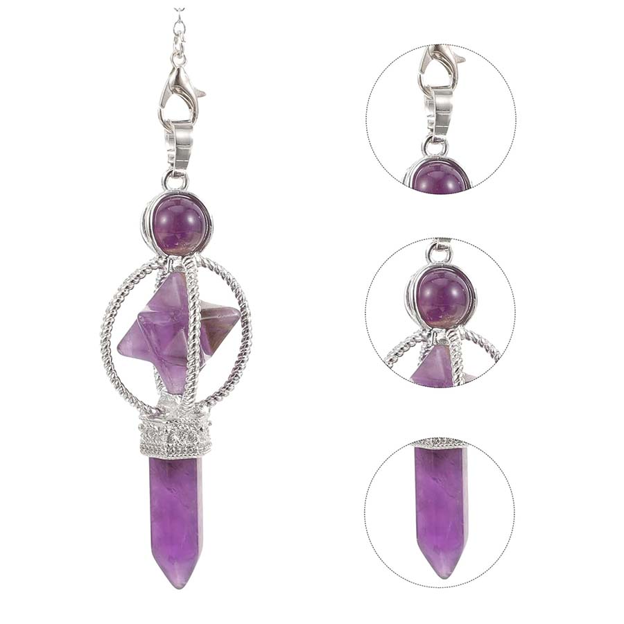 Crystal Merkaba Star Stone Hexagon Pendulums Dowsing Divination Natural Amethyst Quartz Healing Sceptre Reiki Pendlum Pendants