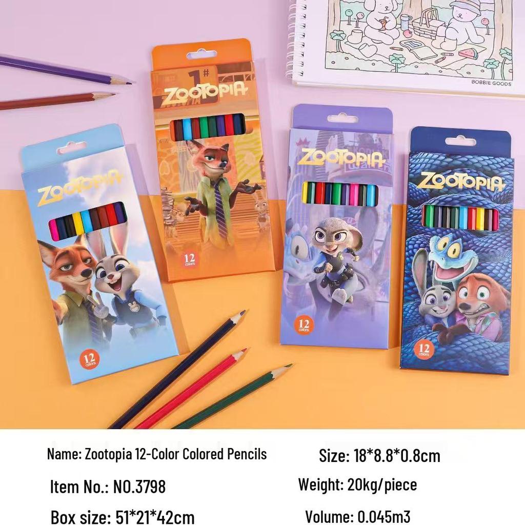 Zootopia 12-Color Cartoon Pencils: Judy & Nick Student Set