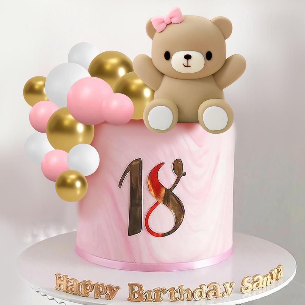 Розовый бант для украшения торта на детский праздник, топпер для торта в виде медведя, украшение для торта для определения пола, бант, медведь, принадлежности для вечеринки в честь рождения ребенка