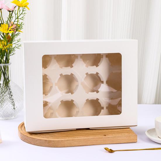 6 Pcs Cupcake Boxes Cupcake Containers Food Grade Material with Window Cookie Boxes Treat Boxes Holiday Wedding Birthday Party Bakery Supplies