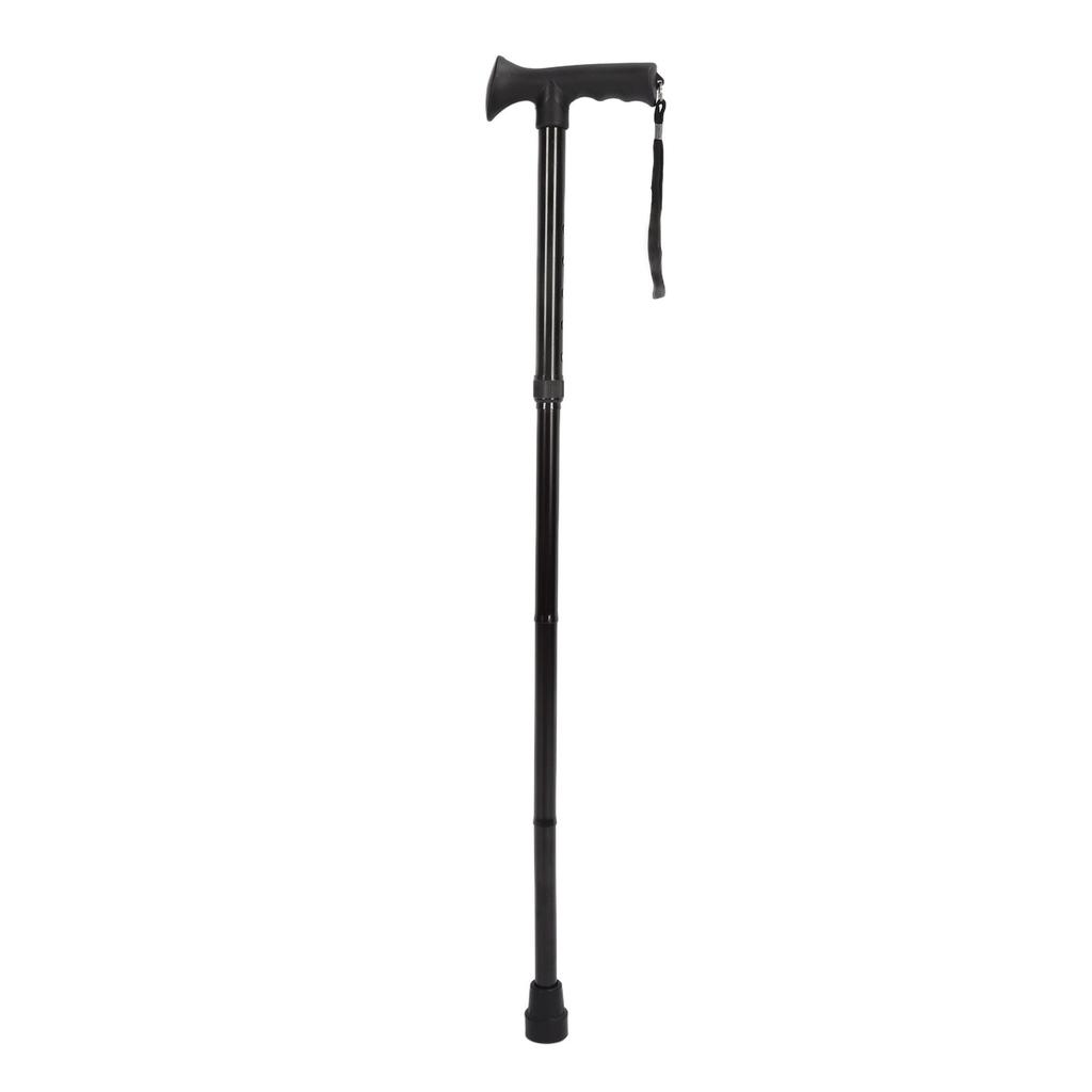Folding Walking Cane for Men Women T Handle Wrist Strap Height Adjustable Anti Slip Lightweight