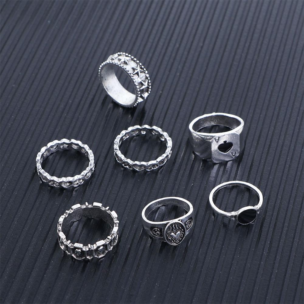 Retro Cool Heart Zinc Zinc Alloy Male Hip-hop Men Finger Ring Korean Style Ring Punk Style Irregular Ring