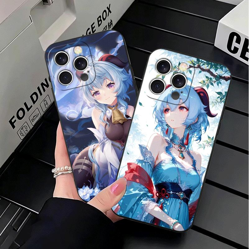 Мягкий чехол для телефона Genshin Impact Гань Юй для iPhone 16 16E 17 Air 15 Pro Max 14 Plus 13 Mini 11 12 7 Черная задняя крышка
