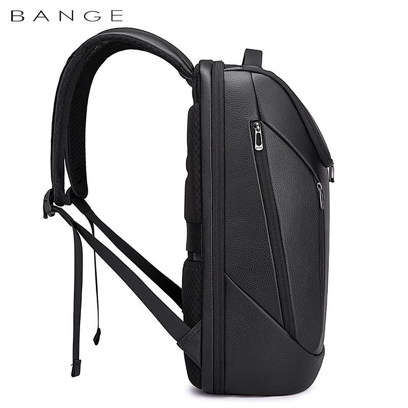 BANGE Men's Casual Leather Business Backpack - Top Layer Cowhide Fashion Computer Bag