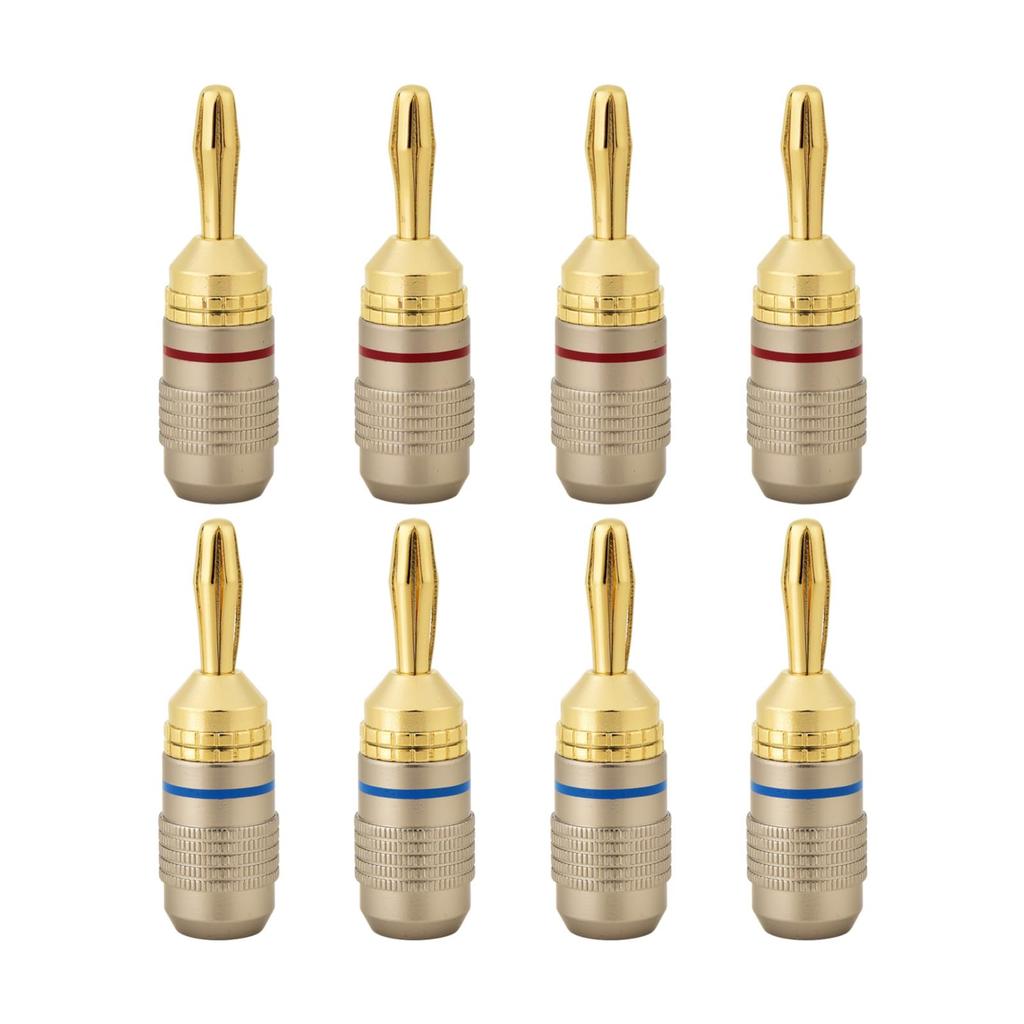 LCYOUTH Pure Copper Banana 24K Gold for Speaker Set of 8 Plugs, Plated, Cables,