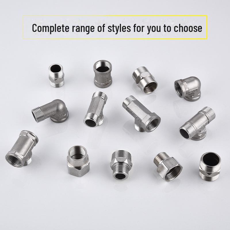 Четырехсторонний редуктор-угольник из нержавеющей стали с внутренней и наружной резьбой для водопроводных труб