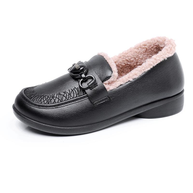 Зимние женские лоферы с флисовой подкладкой. Удобная уличная противоскользящая обувь. Женские теплые туфли из искусственной кожи на меховой подкладке. Туфли на плоской платформе.