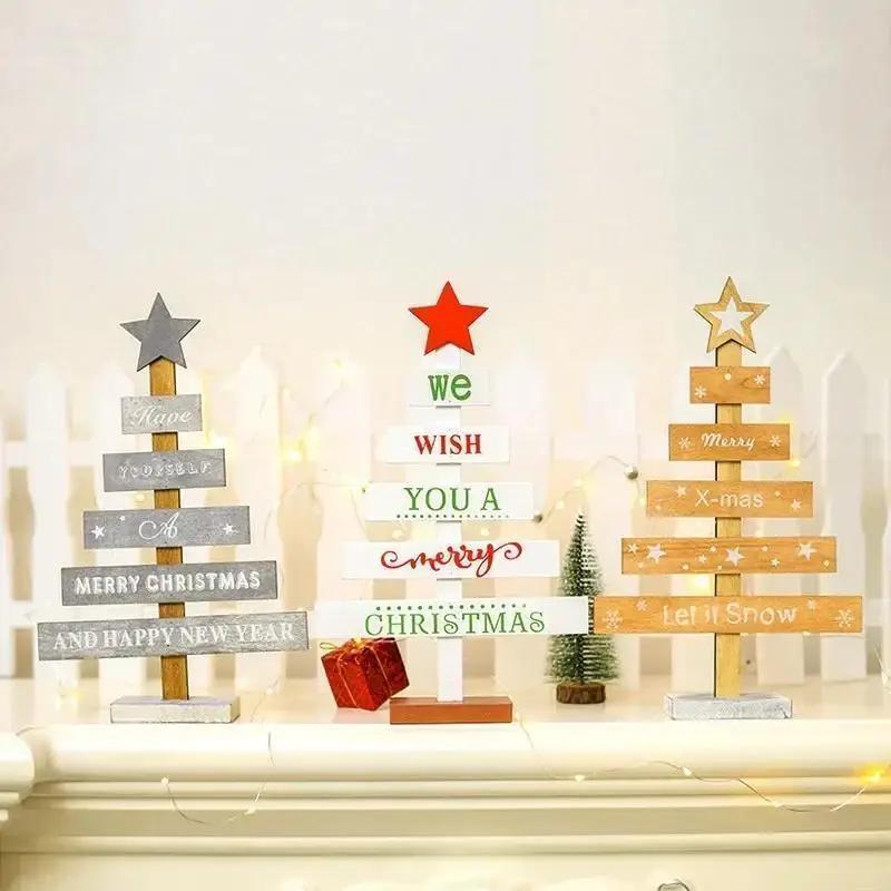 Рождественская мини-деревянная елка Merry Christmas Домашний декор для стола, подвески, елочные украшения, рождественский декор, С Новым годом