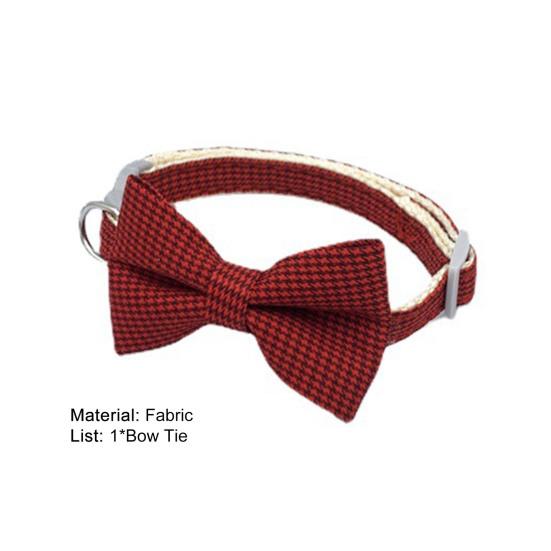 Pet Collar Adjustable Beautiful Bowknot Decor Plaid Dog Car Necklace Jewelry for Taking Photo