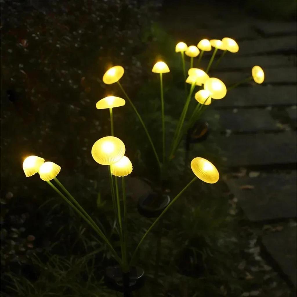 Solar Garden Lights Led Jellyfish Light Mushroom Panel For Fence Lighting Yard Outdoor Waterproof Ip65 Backyard Decoration With