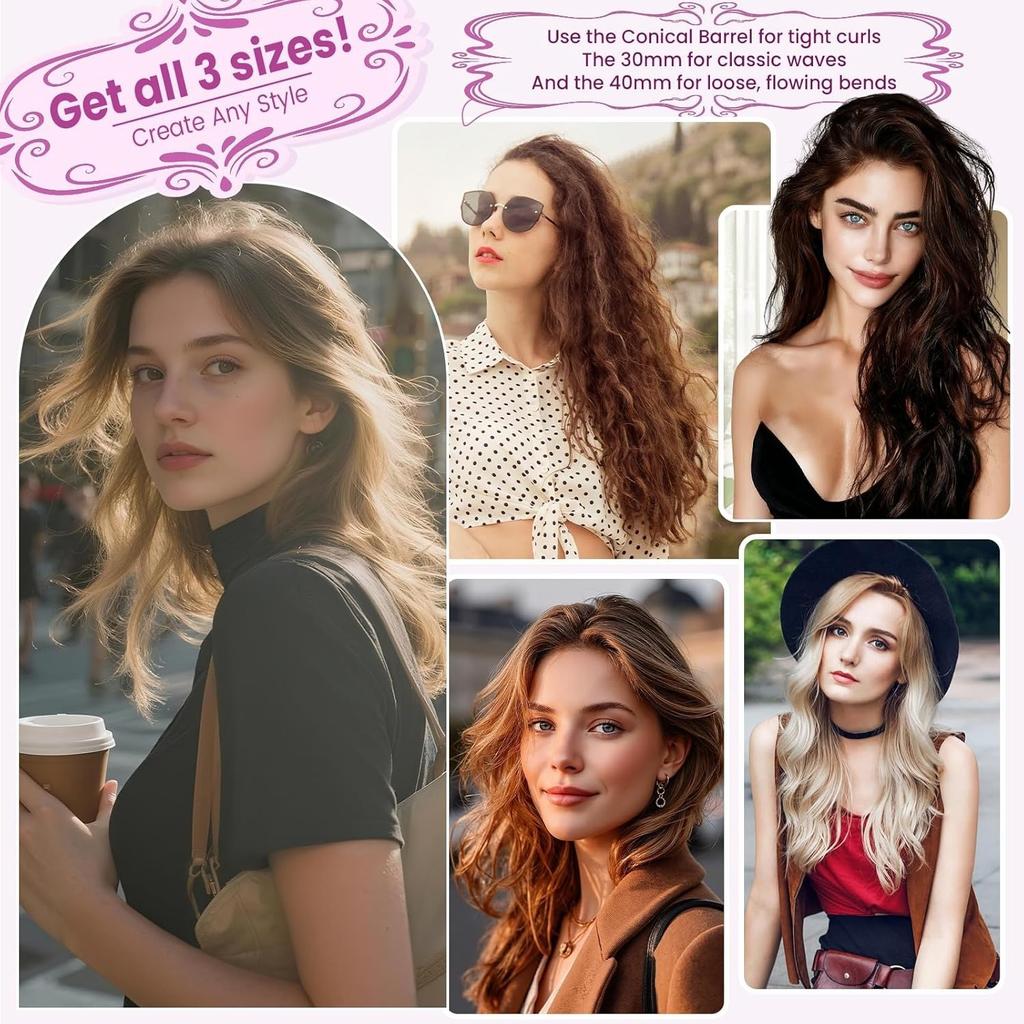 Long Hair Barrels Attachment Compatible with Dyson Airwrap HS01 HS05 HS08 Accessories, Automatic Curling Iron Curlers for Lazy Loose Inward