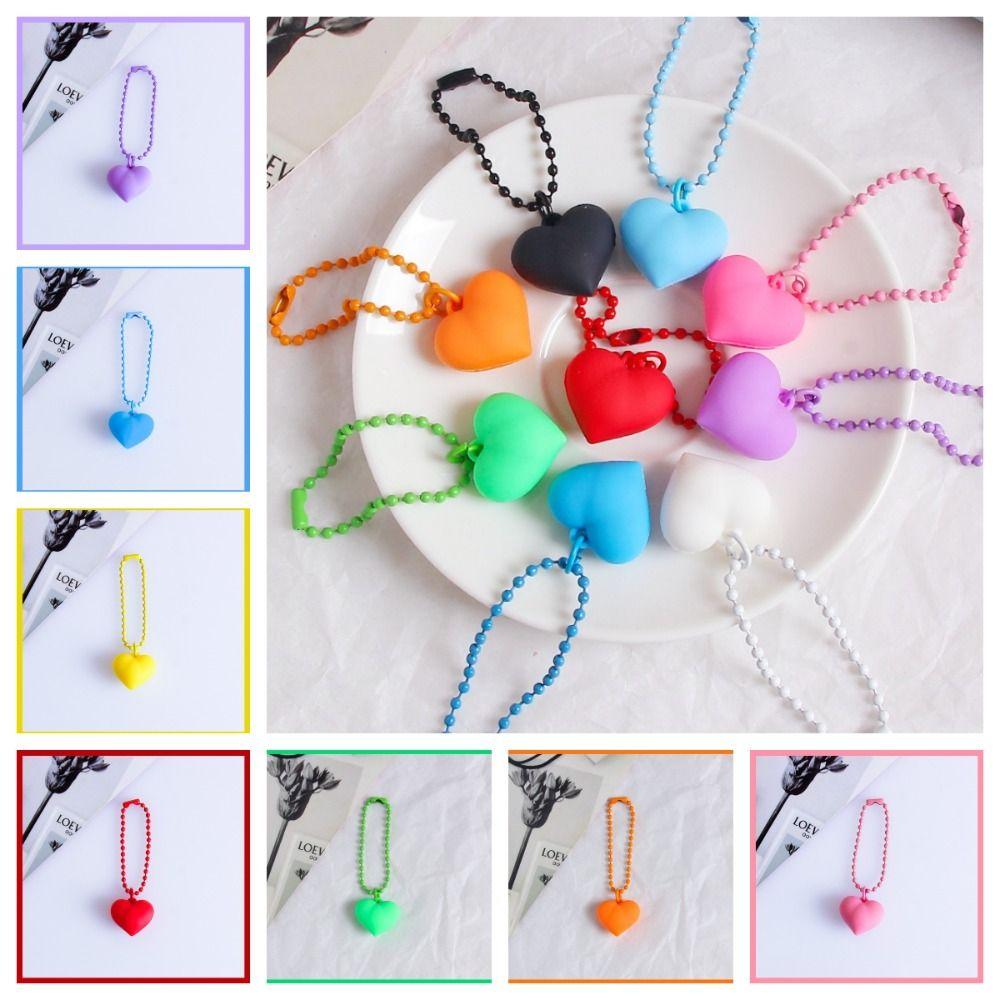 Colorful Heart Keychain Silicone Heart Keyring Candy Color Heart Pendant Y2K Korean Kawaii Dopamine Sweet Key Accessory