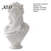 Sculpted Rose Crown Statues 3D Printed Blindfolded Lady Bust Sculpture, White Flower Veil Contemporary Interior Design Decor Female Statue,
