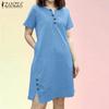 Women Summer O-neck Short Sleeve Casual Dress