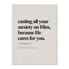1 Peter 5:7 Bible Verse Prints Wall Art Modern Bible Scripture Canvas Poster Christian Faith Canvas Painting He Cares For You