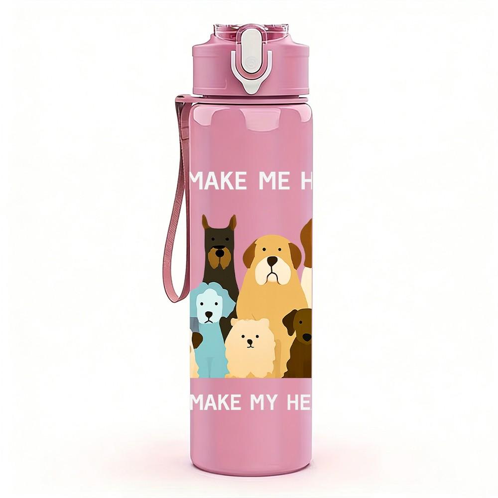 1PC Group Puppy Dog Cartoon 750ml Color Plastic Sports Water Bottle Leakproof Flip Straw Lid Suitable for Sports Office Home Use