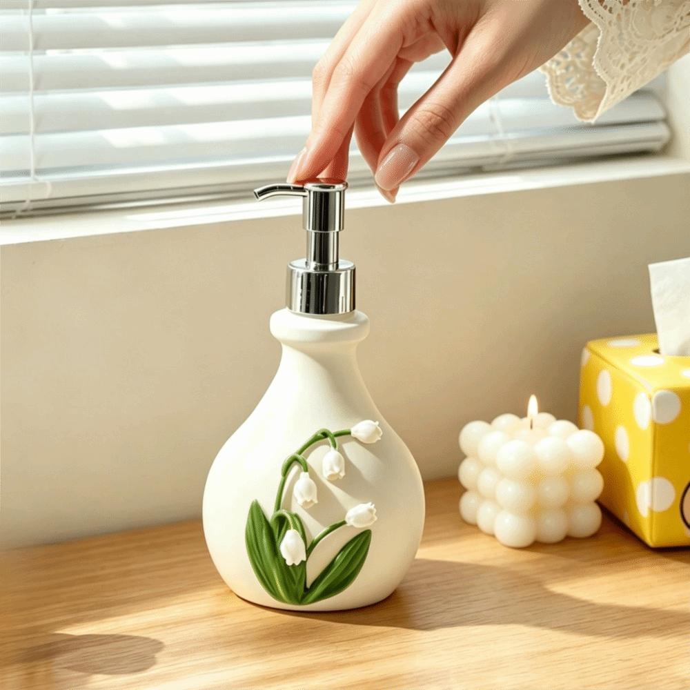 French Bellflower of the Valley Embossed Bottle Vintage Retro Hand Soap Holder Kitchen